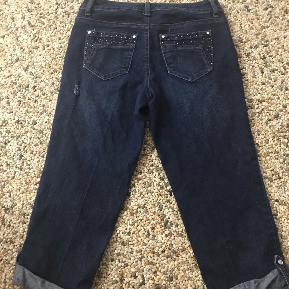 Denim jeans cuffed